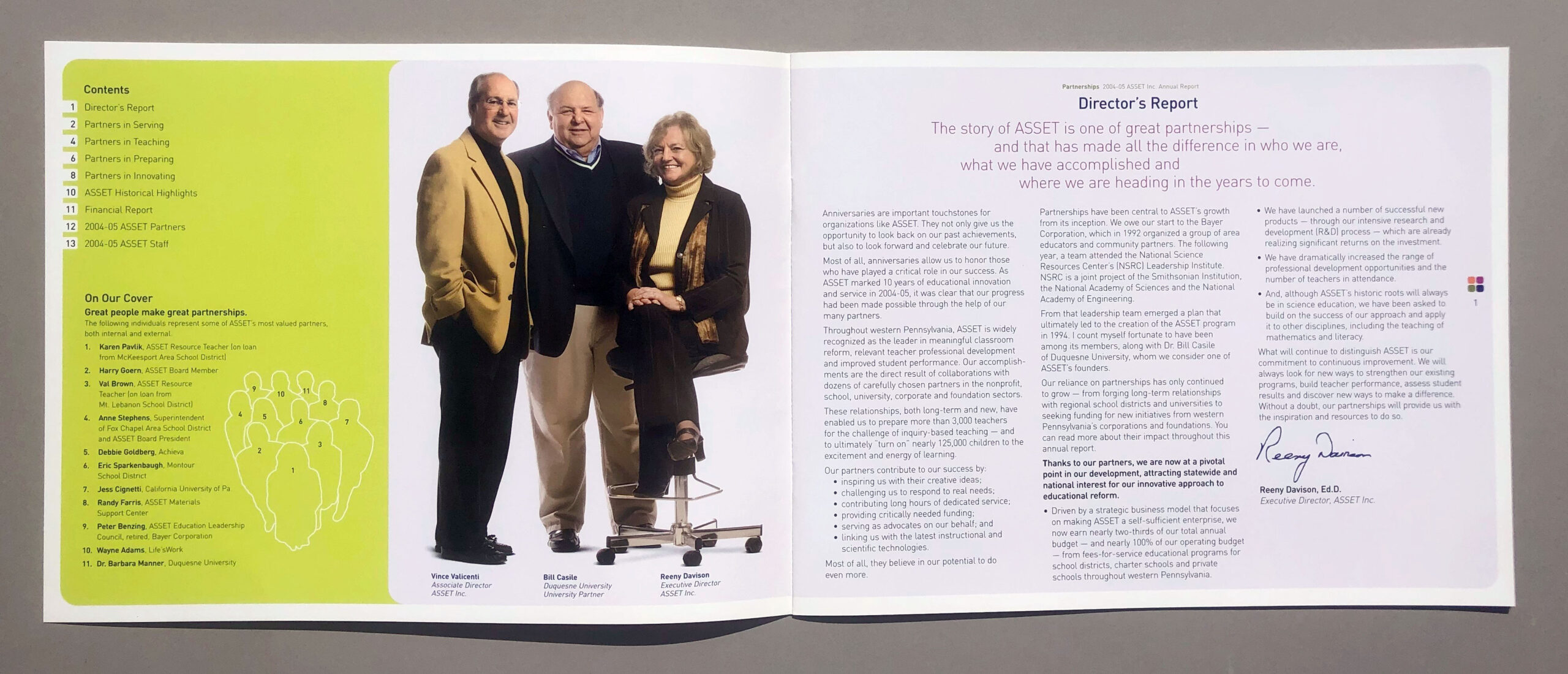 ASSET Inc. Annual Report table of contents