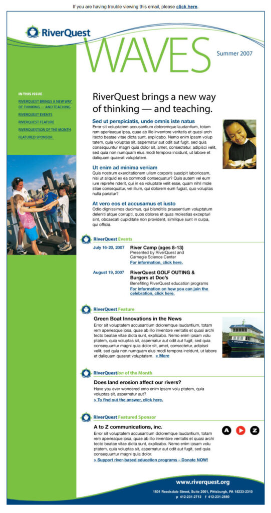 RiverQuest WAVES email concept