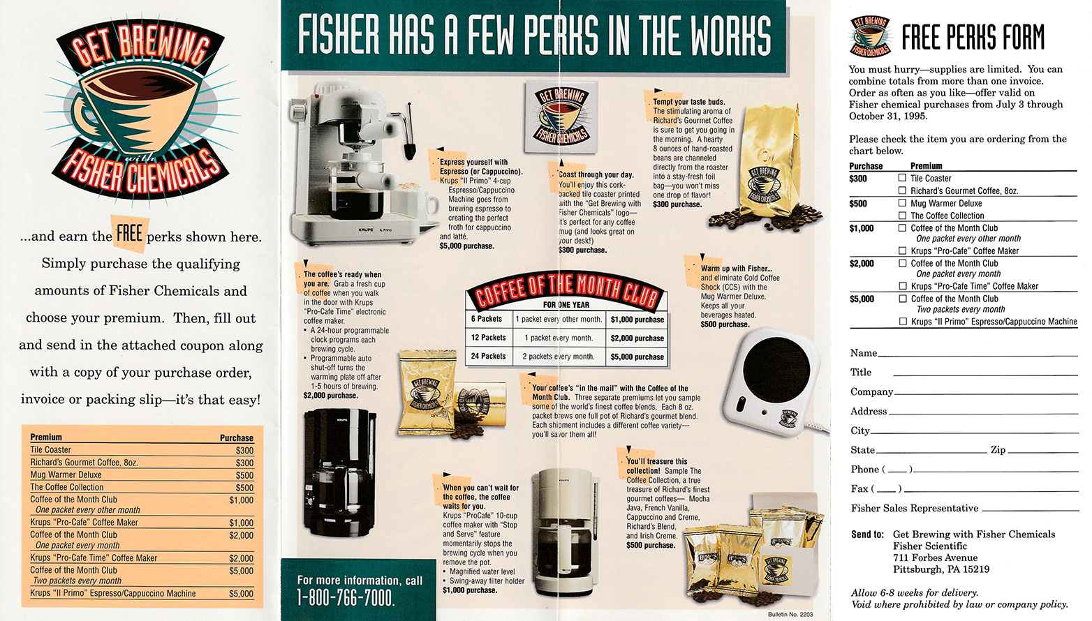 inside panels of Get Brewing with Fisher Chemicals brochure