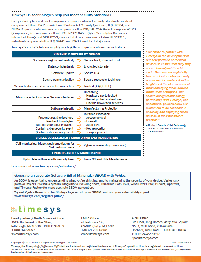 front of security solutions data sheet