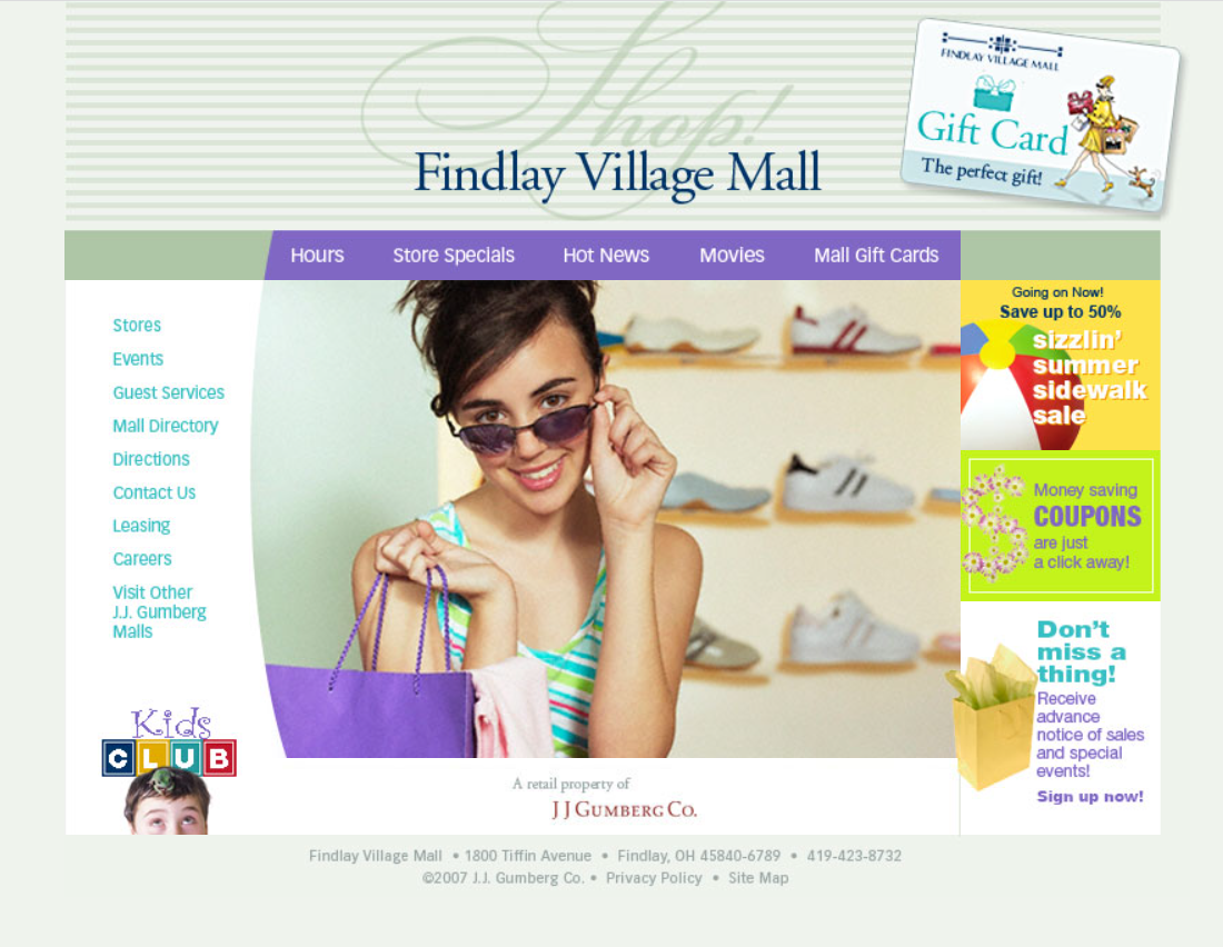 Findlay Village Mall website home page