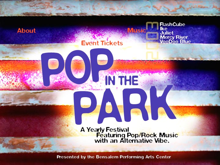 Pop In the Park website home page